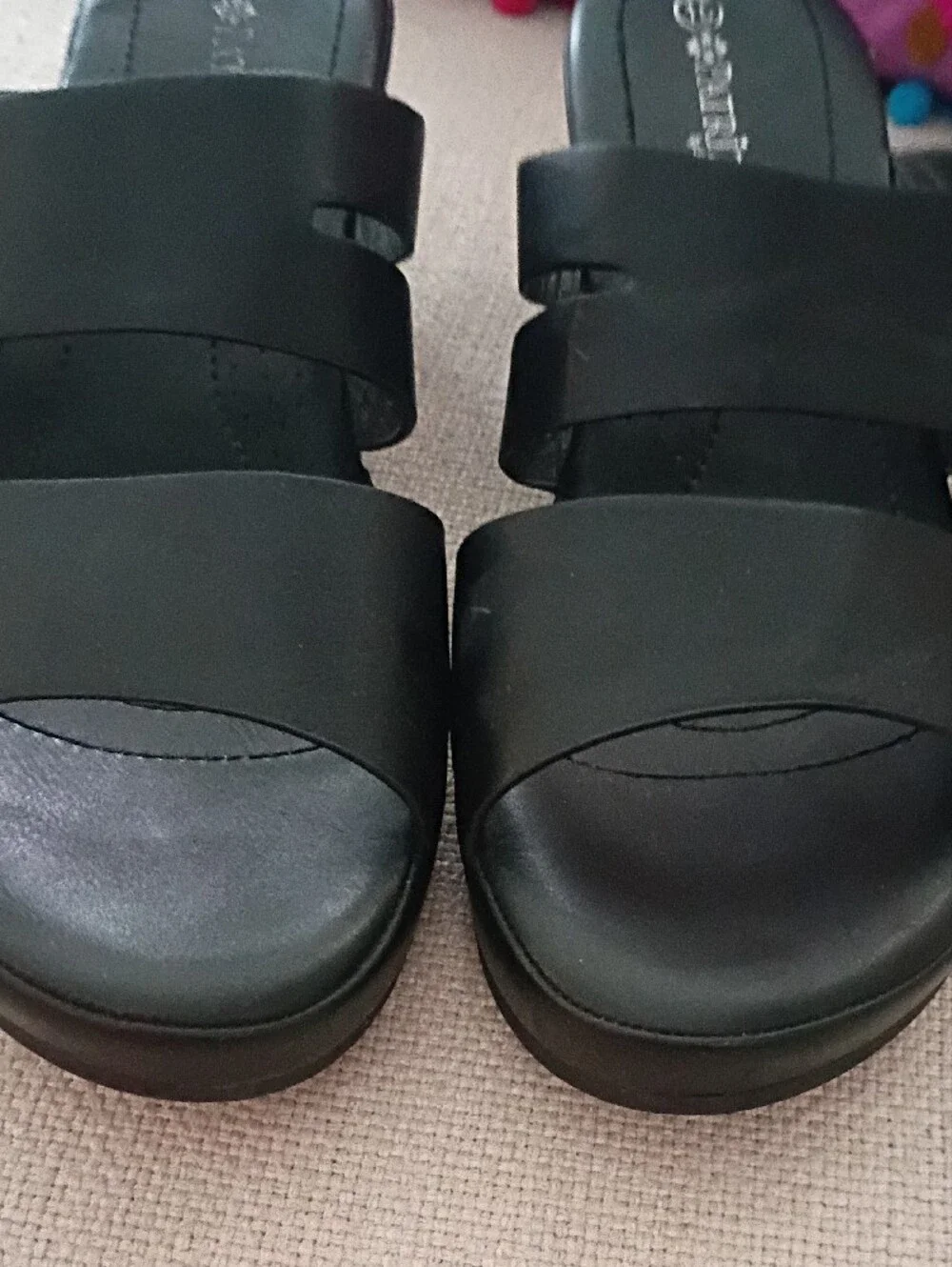 Patrizia-Black-Sz 10-Wedge Slide Sandals with Dual Buckles Chic Comfort